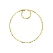 Colgante círculo diamantado 25 mm de plata 925 Dorado con oro fino x1 